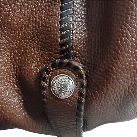 Brighton MESA Hand-Stitched Western style   Leather Silver Studded Shoulder Bag - Picture 4 of 12